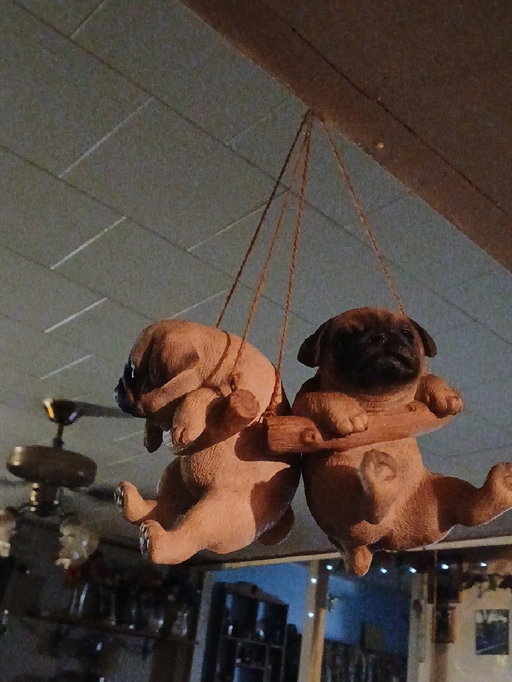 Source Unknown Brown and Tan Hanging Puppy Swing Décor